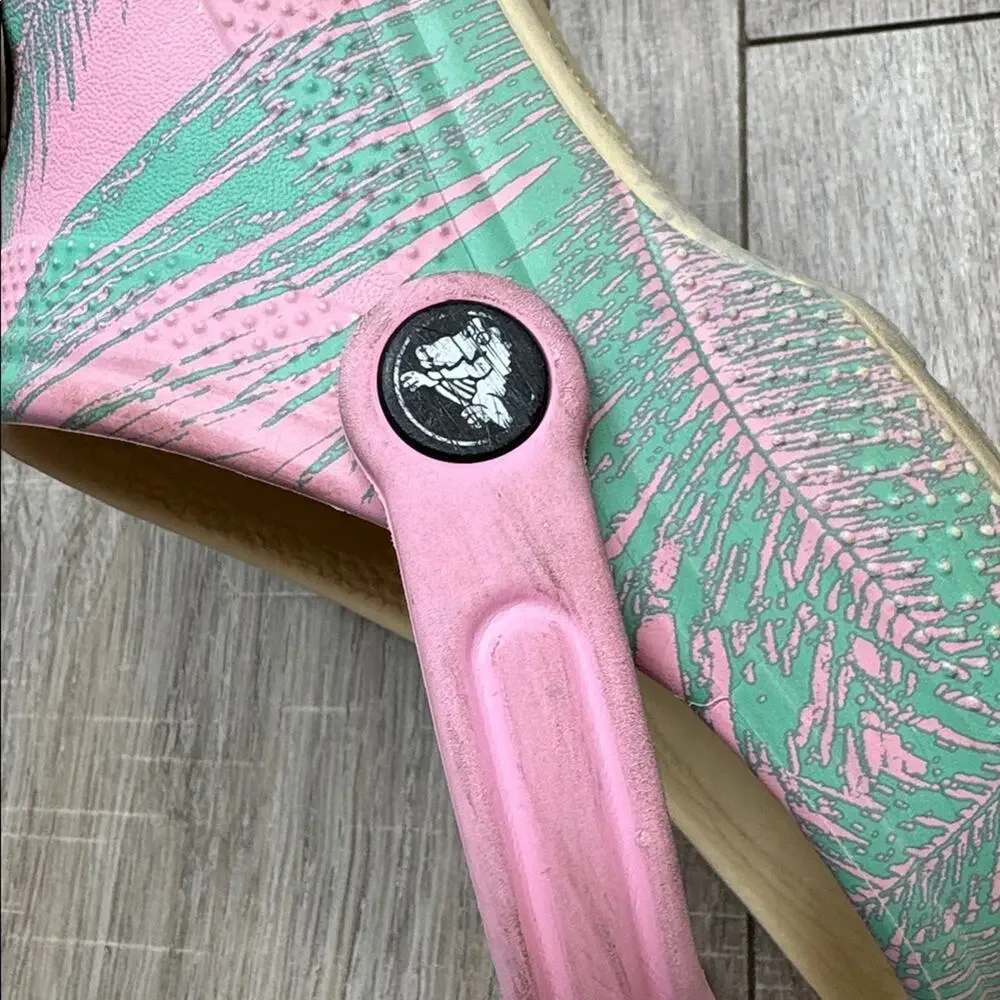 CROCS Kids Pink and Green Water Shoes with Charms
